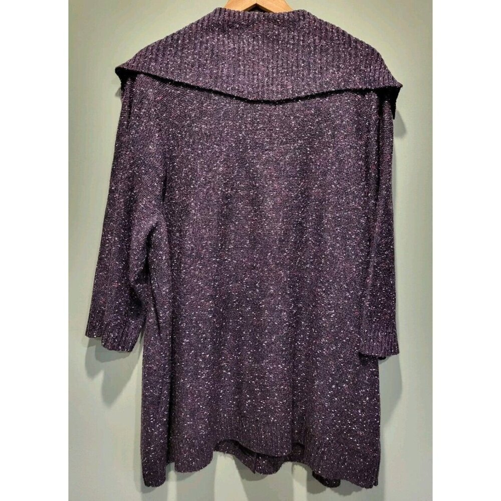 Catherines Purple Gray Silver 3/4 Sleeve Cardigan Sweater Sailor Collar Sz 3X - Picture 4 of 5